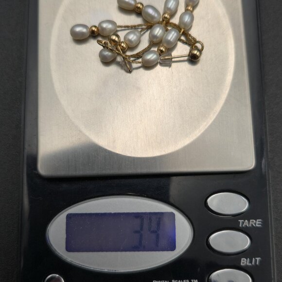 Gold Plated Genuine White Pearl Chain Earrings A6262 - Picture 5 of 5